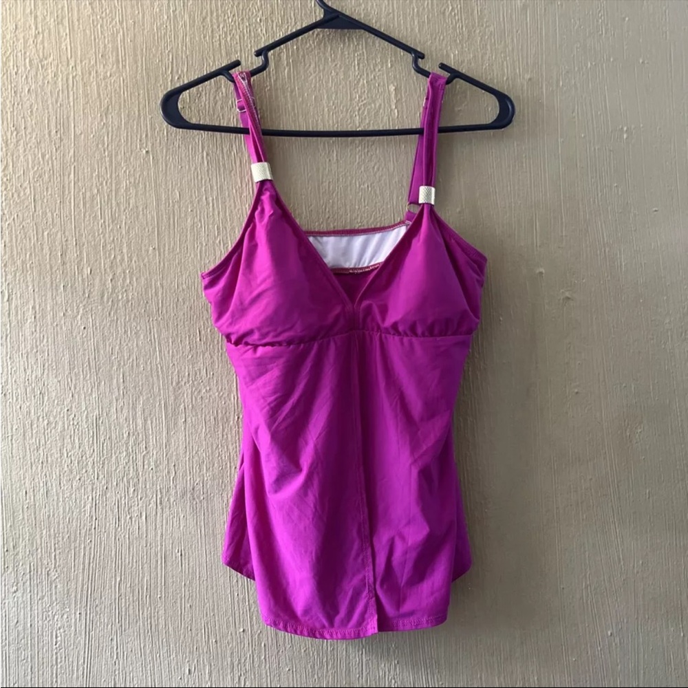 Alex Marie Womens Sz 8 Pink Flyaway Front Tankini Swimsuit Swim Top